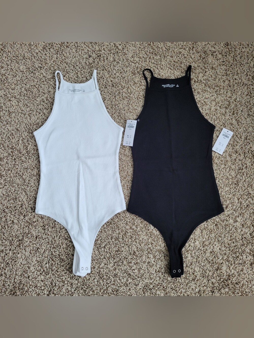 Abercrombie & Fitch Bodysuit Tank Top Sleeveless Black White Rib Small NWT